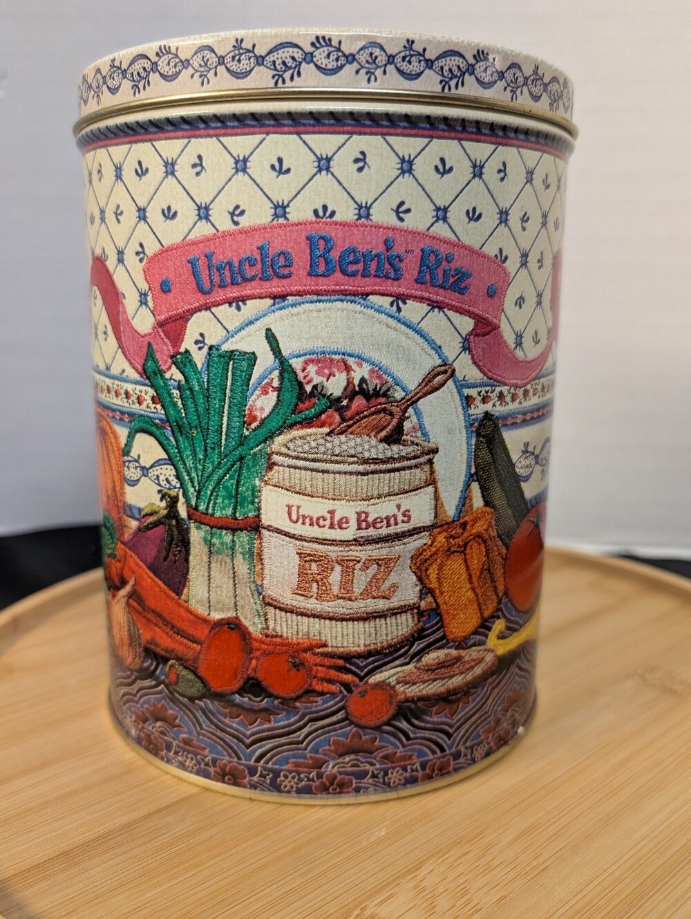 Vintage Collectible 1987 Uncle Ben's Rice Tin Embroidered Look